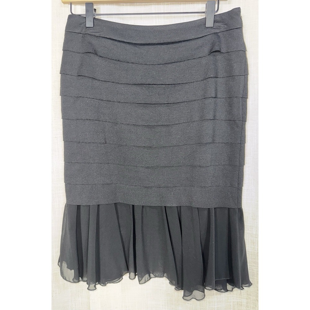 Patrizia Luca Milano Women's Black Layered Ruffle Skirt w/ slip Size S Small